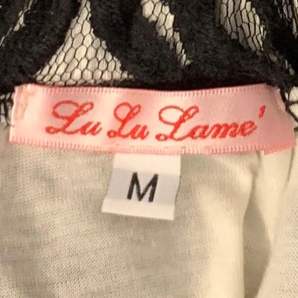 Lu Lu Lame black lace with white lining halter top. - Picture 14 of 15